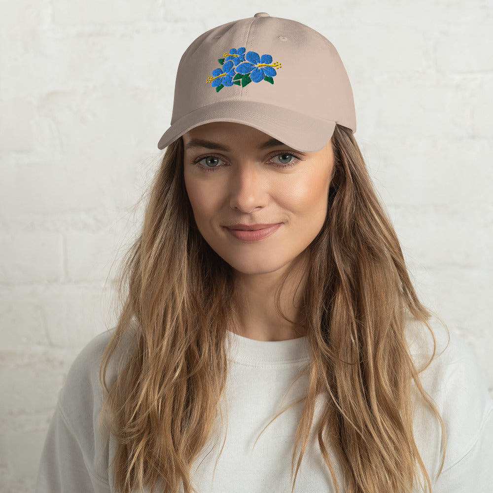 Hibiscus Flowers Embroidered Dad hat