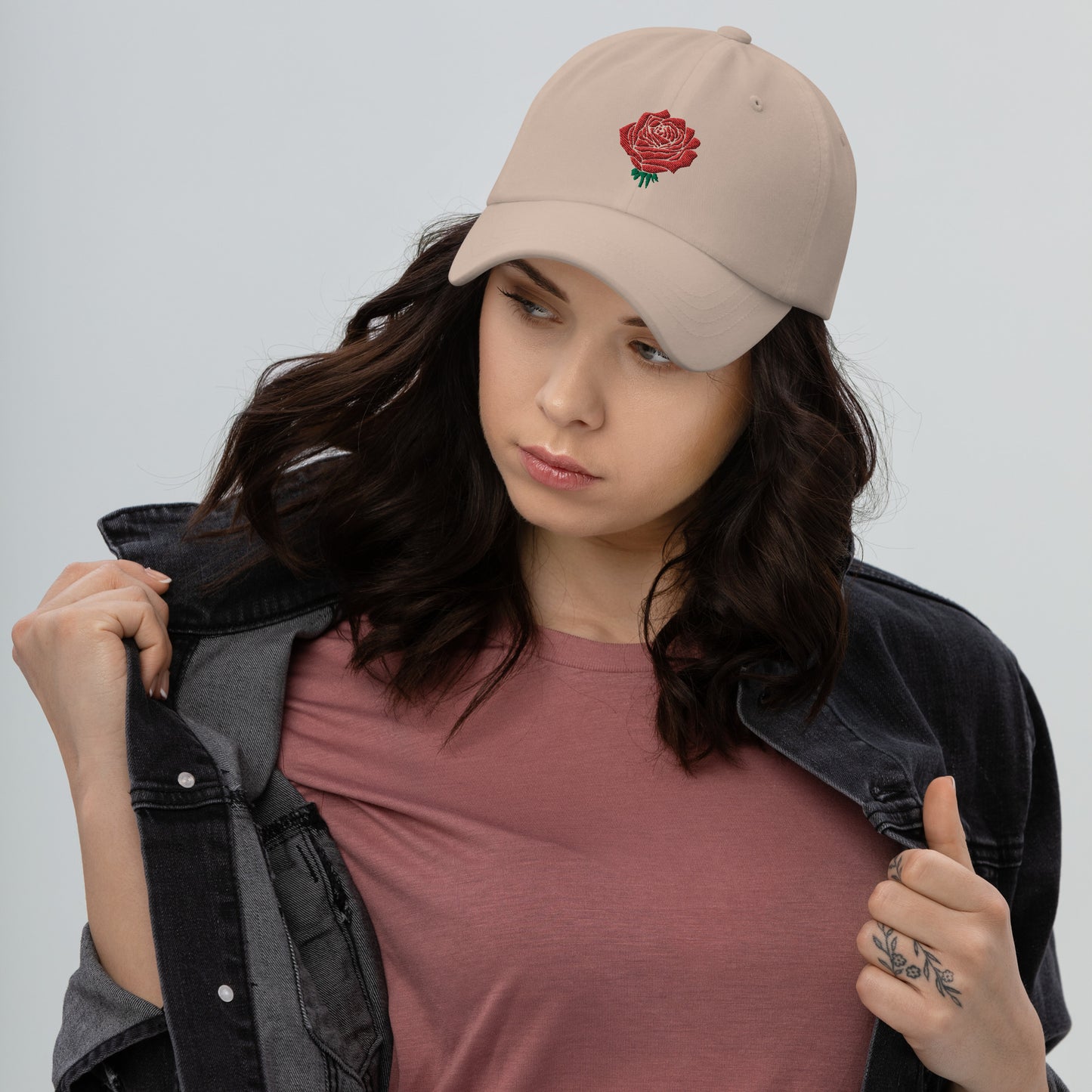 Red Rose Embroidered Unisex Dad hat