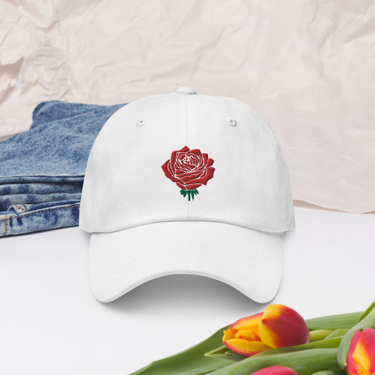 Red Rose Embroidered Unisex Dad hat