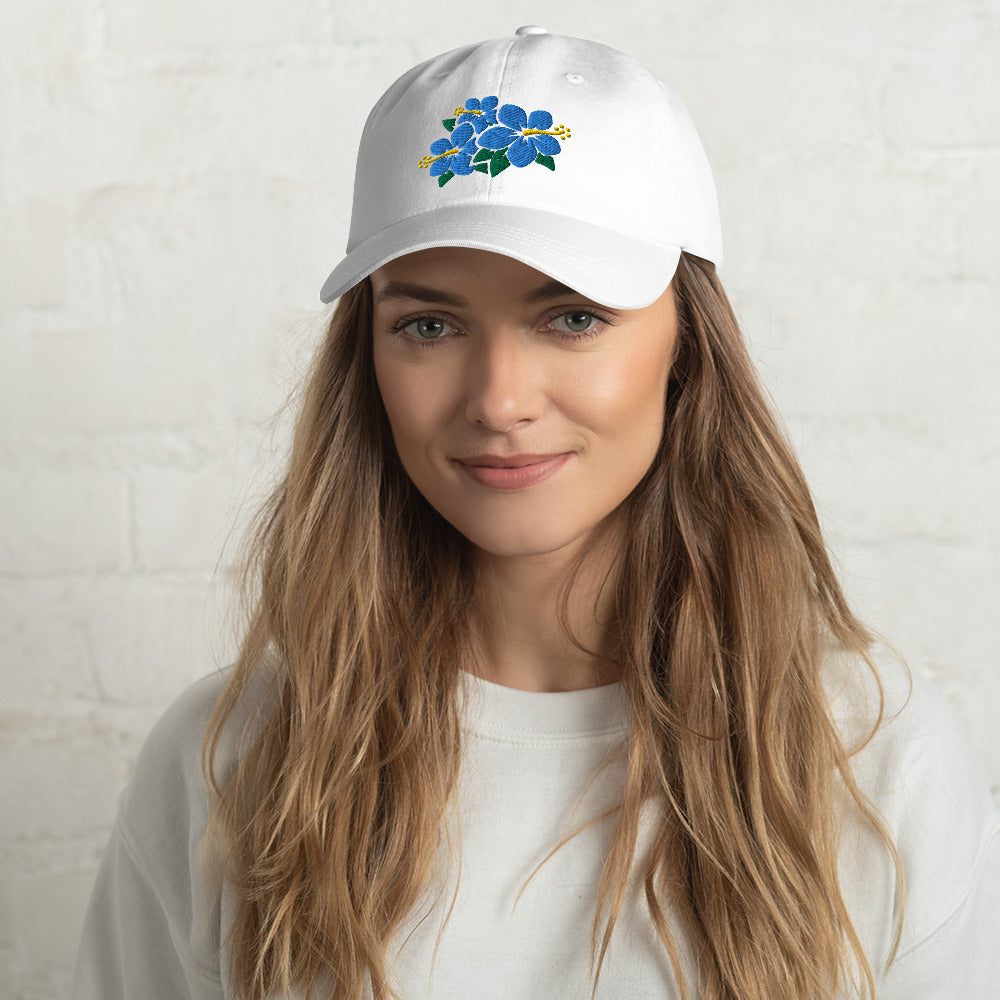 Hibiscus Flowers Embroidered Dad hat