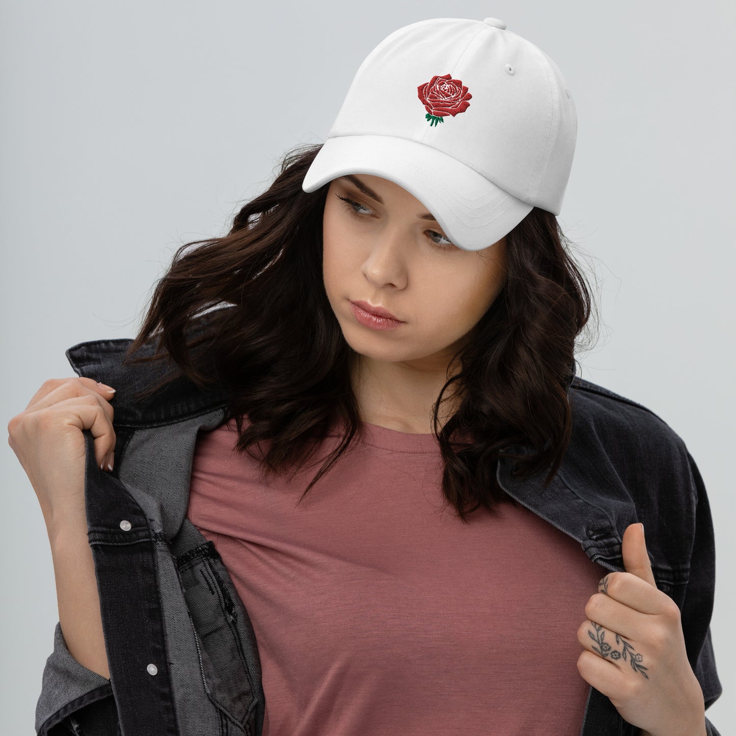 Red Rose Embroidered Unisex Dad hat