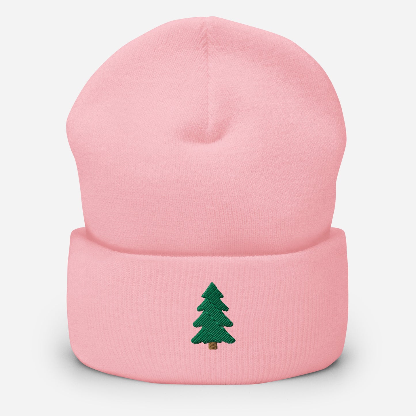 Pine Tree Embroidered Cuffed Beanie