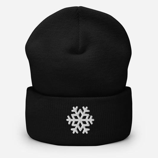 Snowflake Embroidered Cuffed Beanie