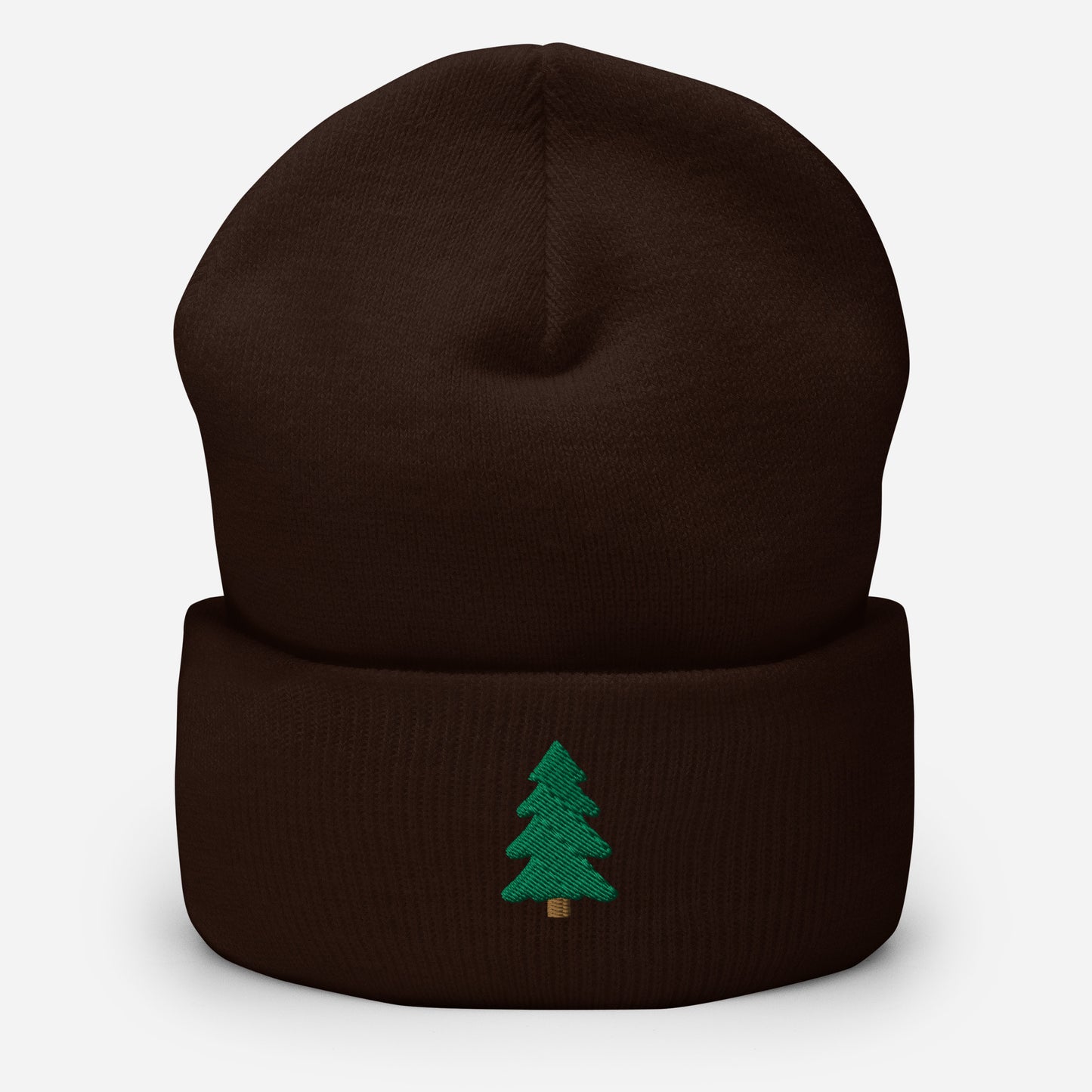 Pine Tree Embroidered Cuffed Beanie