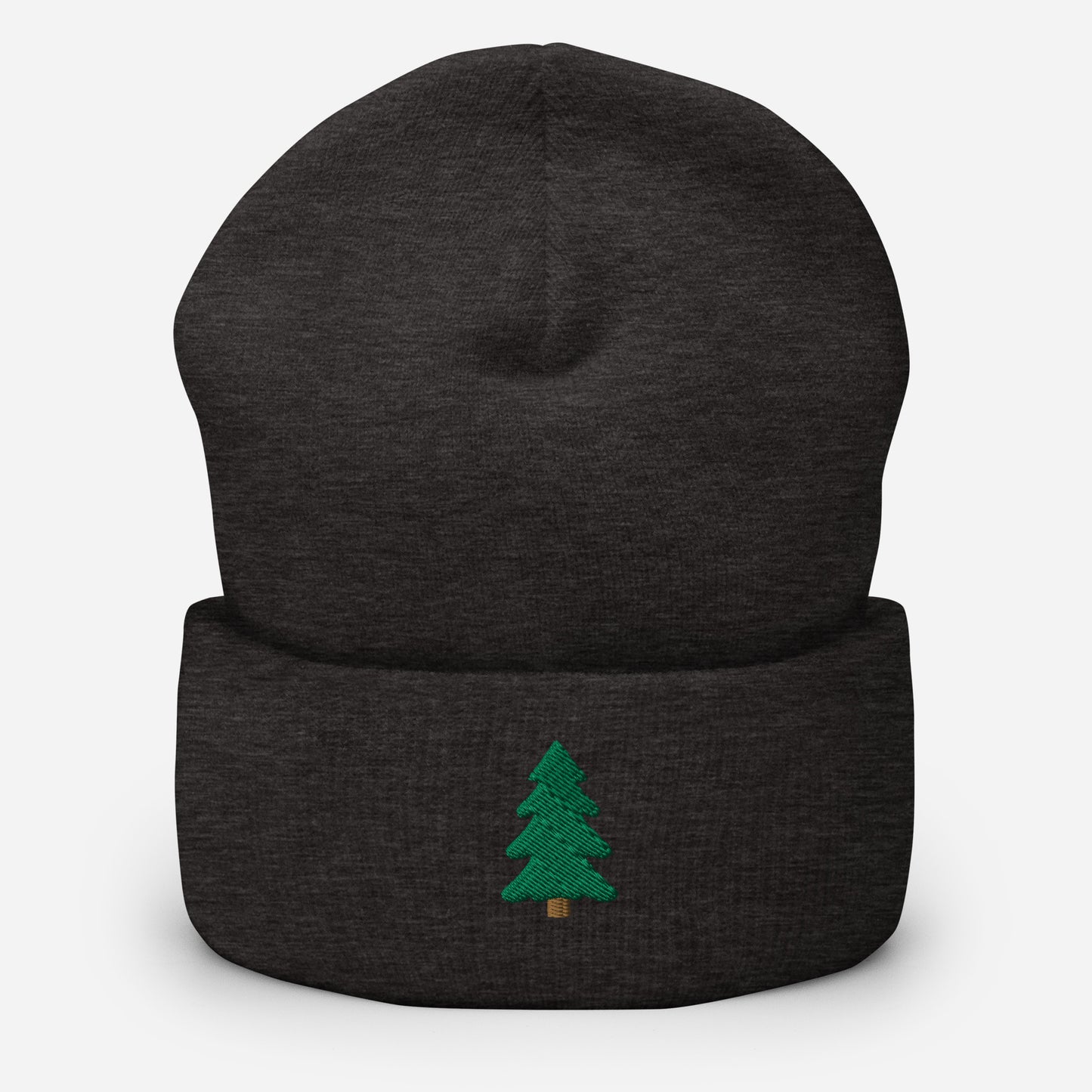 Pine Tree Embroidered Cuffed Beanie