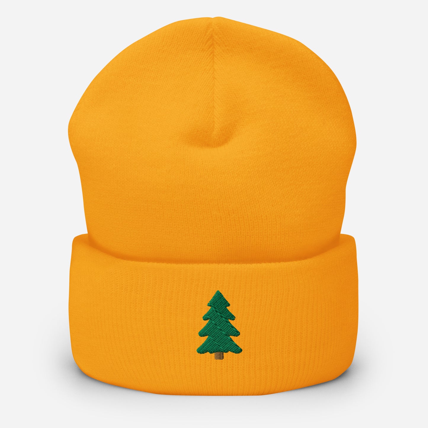 Pine Tree Embroidered Cuffed Beanie