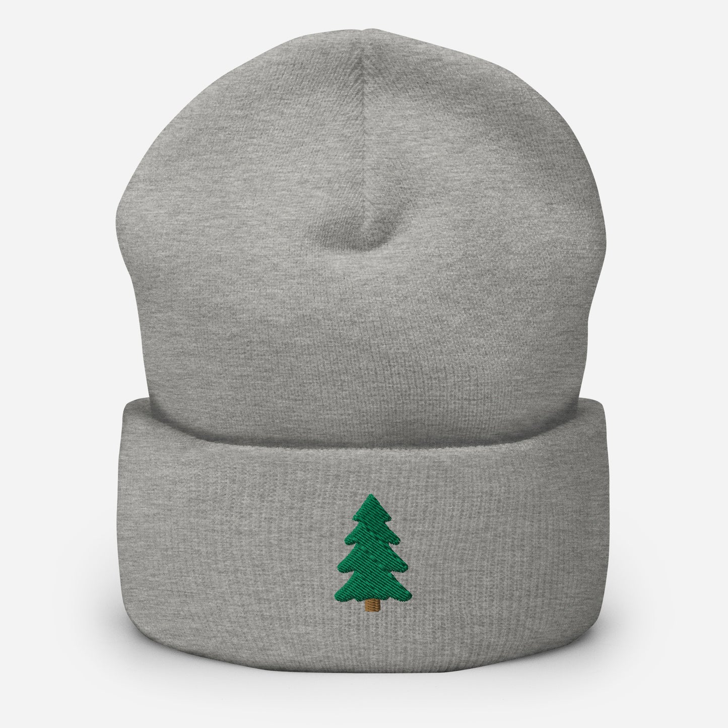 Pine Tree Embroidered Cuffed Beanie