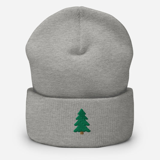 Pine Tree Embroidered Cuffed Beanie