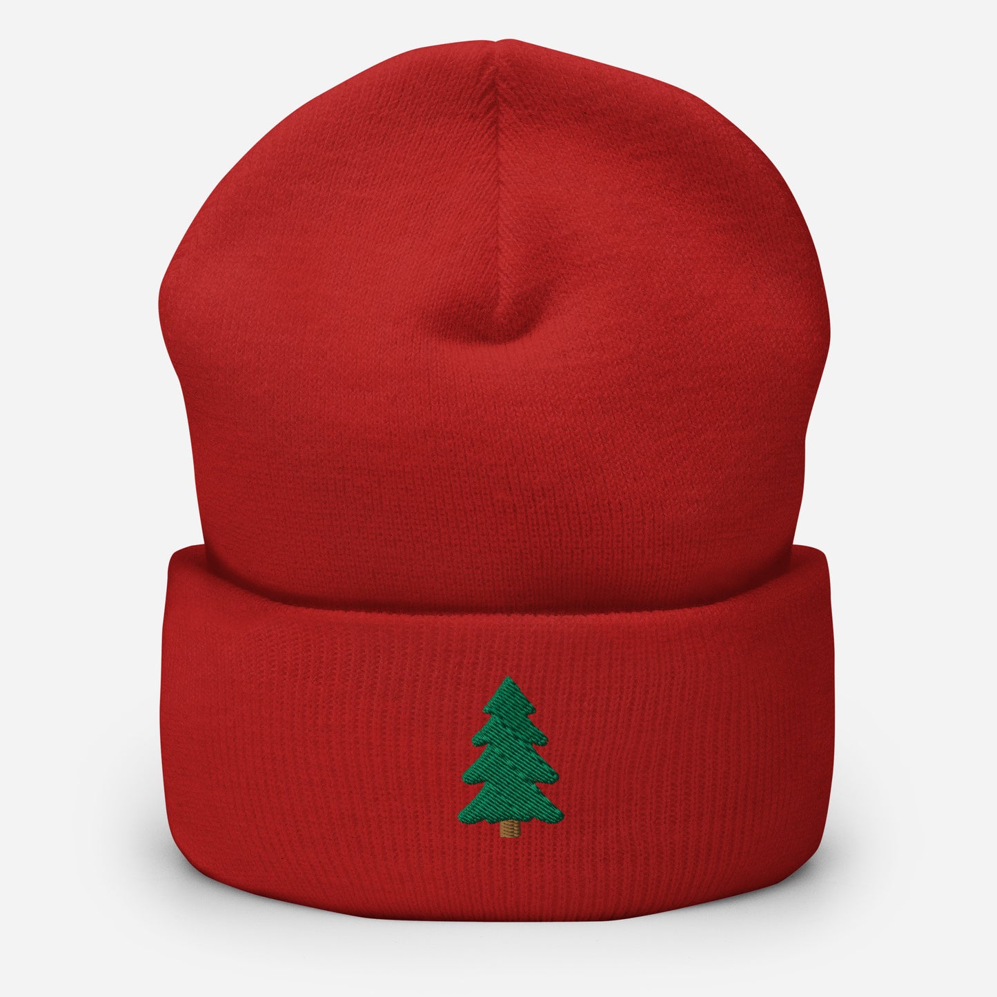 Pine Tree Embroidered Cuffed Beanie