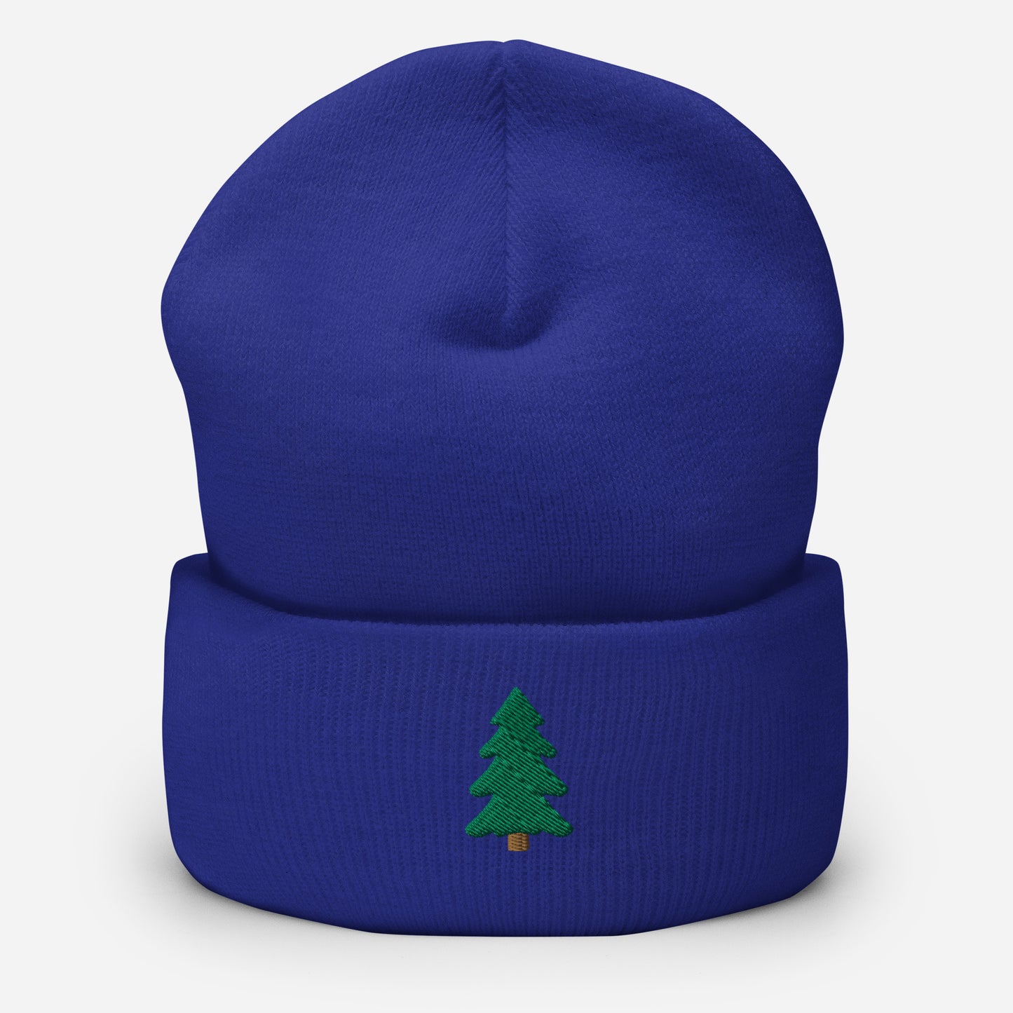 Pine Tree Embroidered Cuffed Beanie