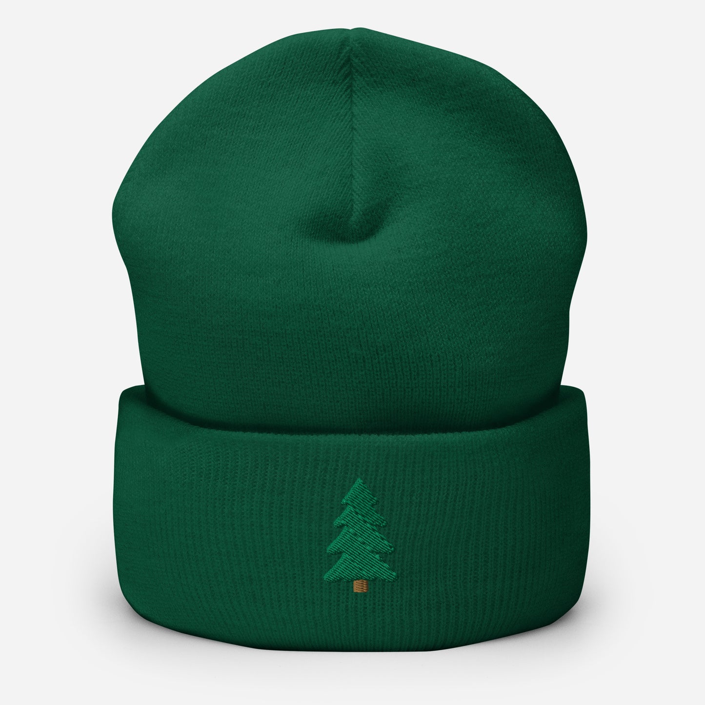 Pine Tree Embroidered Cuffed Beanie