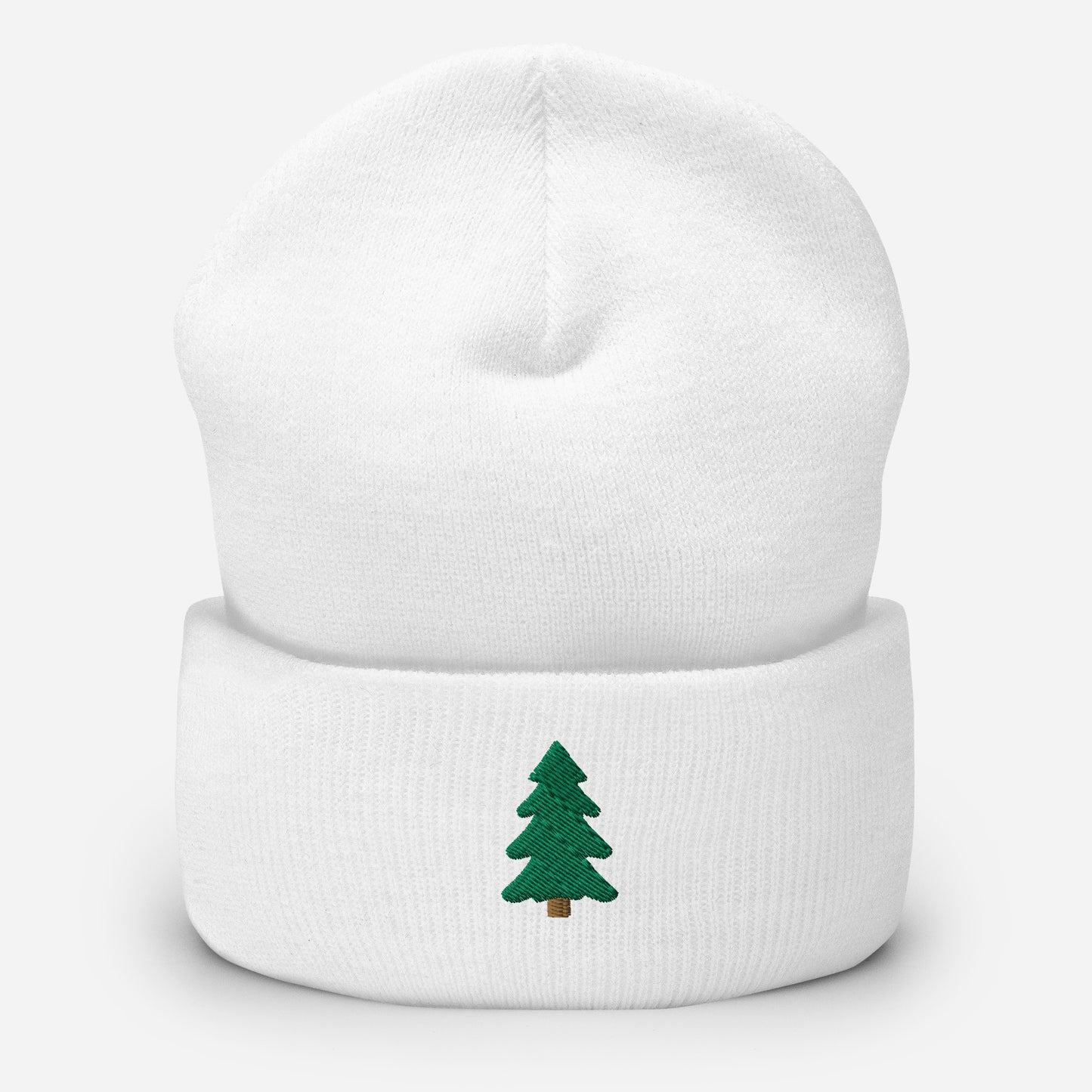 Pine Tree Embroidered Cuffed Beanie