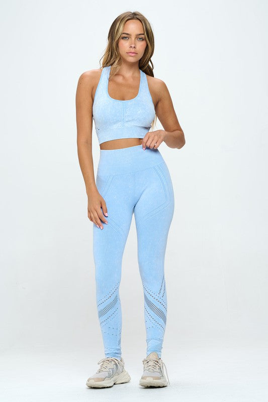 Seamless Two Piece Yoga Pastel Mineral Washed Activewear Set