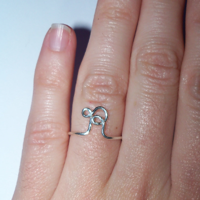 Script Letter Adjustable Initial Ring A-Z