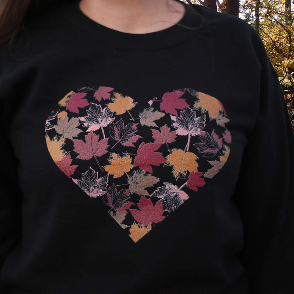 Fall Leaves Filled Heart Unisex Heavy Blend Crewneck Sweatshirt