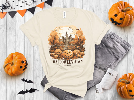 Halloweentown Vintage Graphic Tee, Unisex Jersey Short Sleeve Halloween Tee