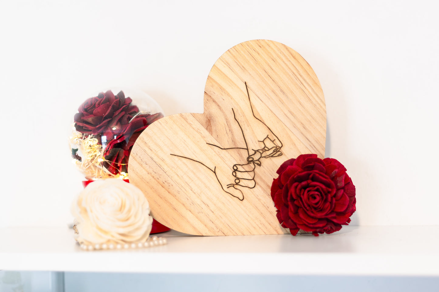 Pinky Promise Custom Engraved Wood Heart Plaque for Couples