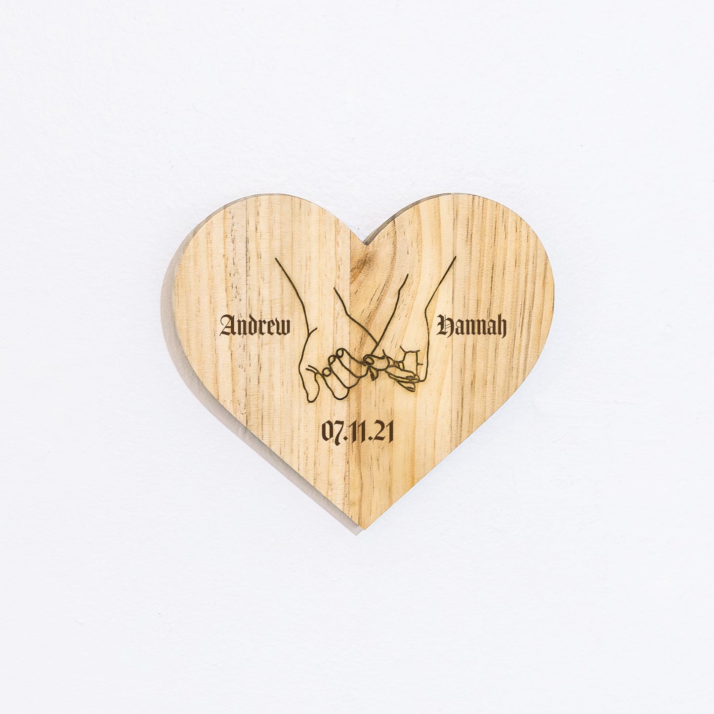 Pinky Promise Custom Engraved Wood Heart Plaque for Couples