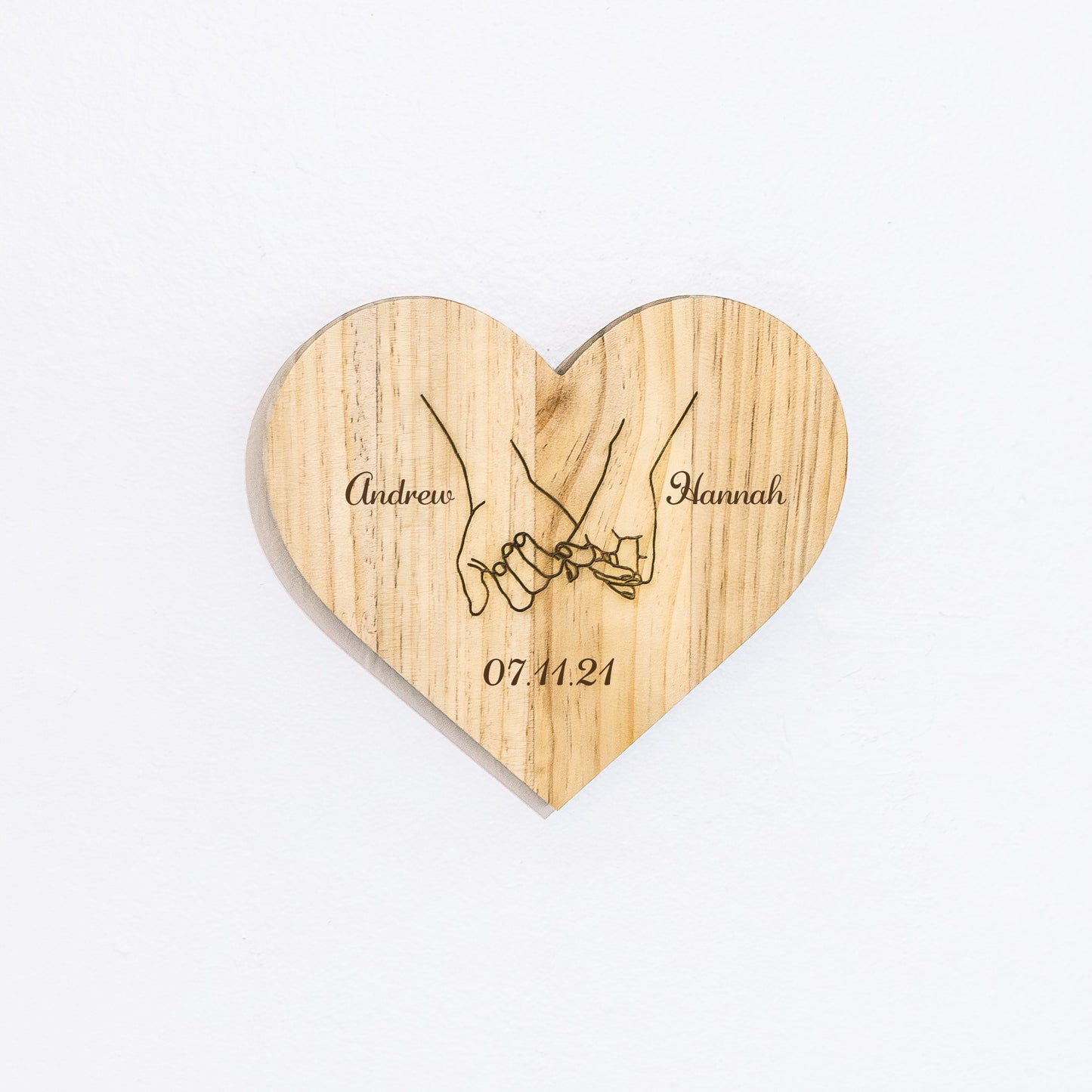 Pinky Promise Custom Engraved Wood Heart Plaque for Couples