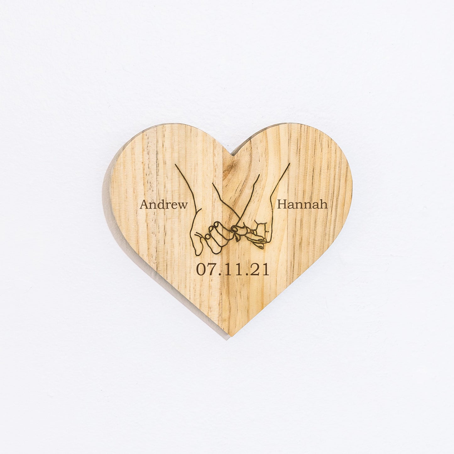 Pinky Promise Custom Engraved Wood Heart Plaque for Couples