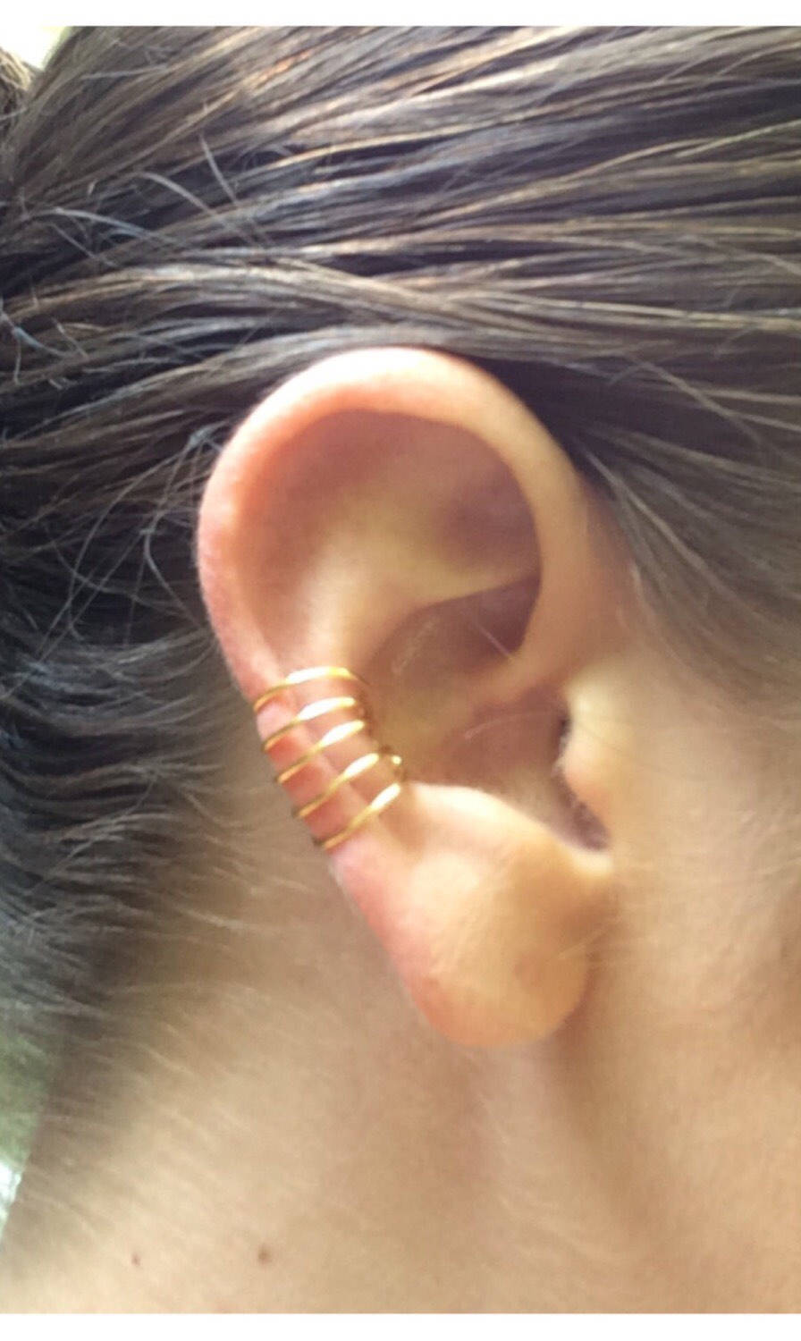 Ear Cage with Multiple Hoops, Conch Fake Piercing Earrings in Sterling Silver or 14k Gold Filled