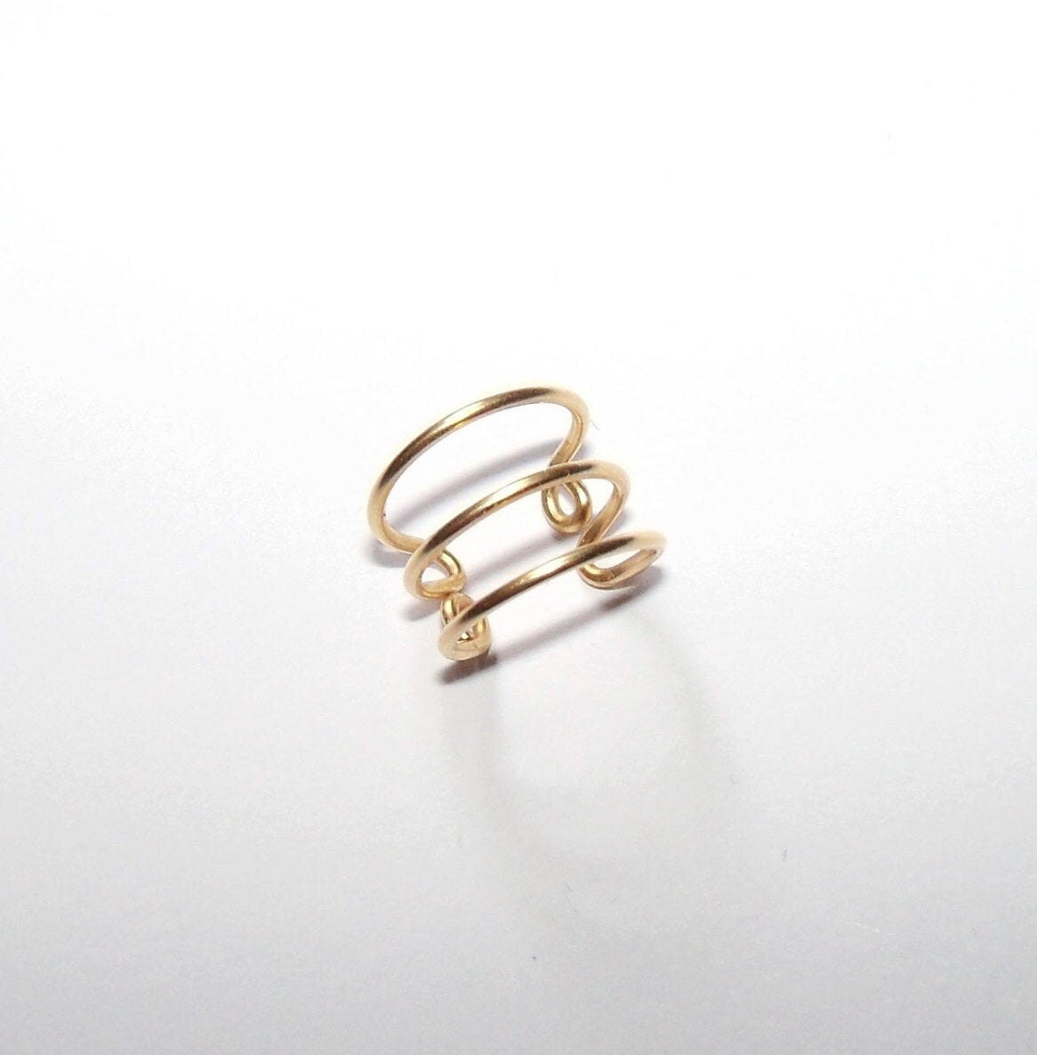 Triple Hoop Ear Cuff 20 Gauge 14k Gold Filled Fake Piercing