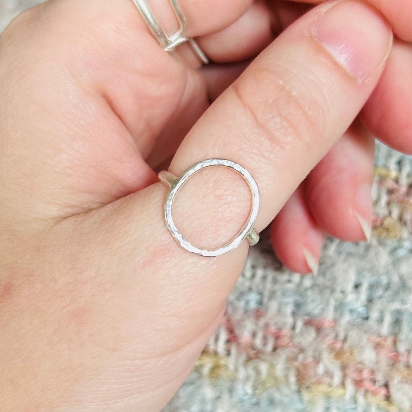 Oval Sterling Silver Ring, Big Open Circle Ring