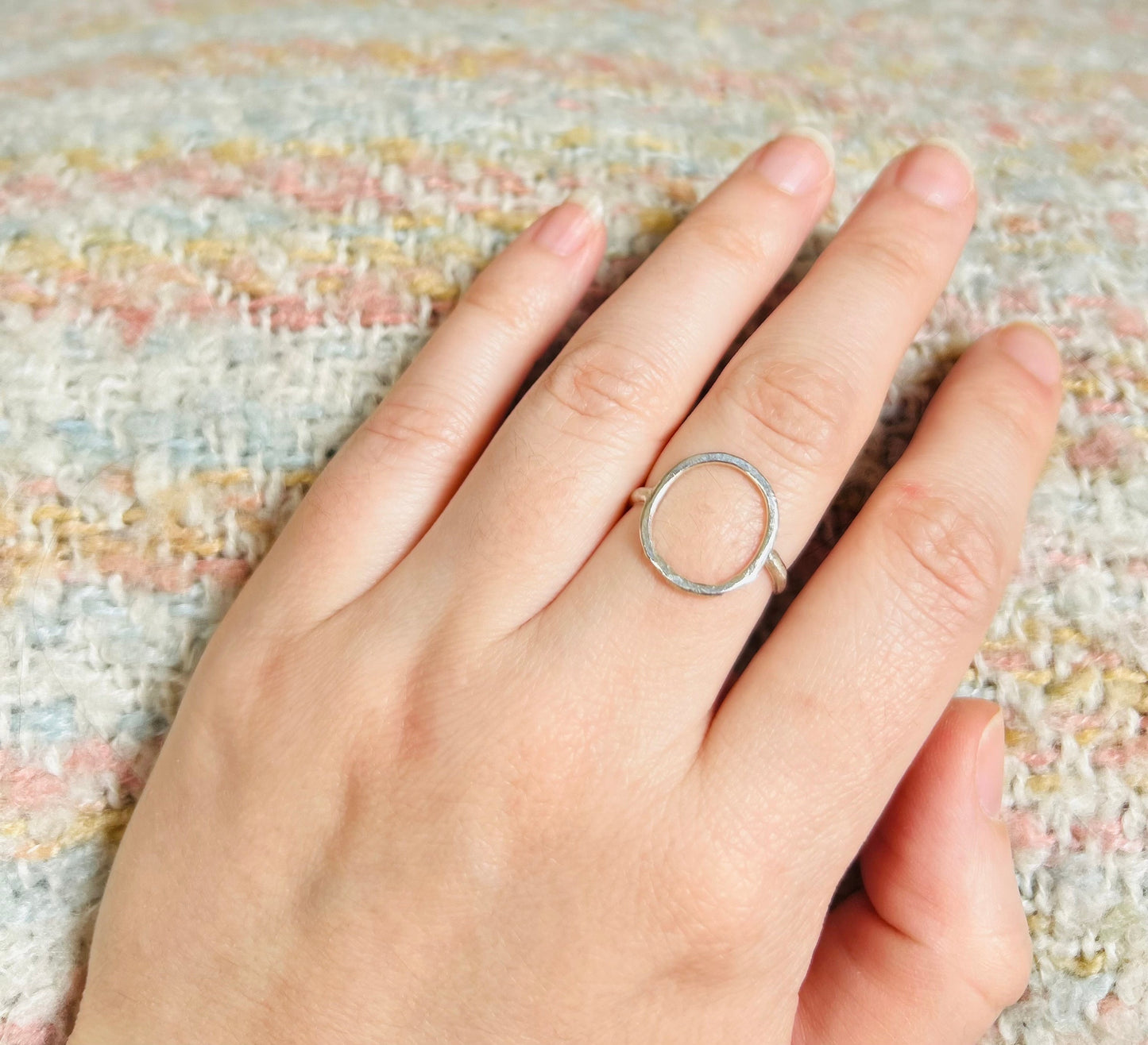 Oval Sterling Silver Ring, Big Open Circle Ring