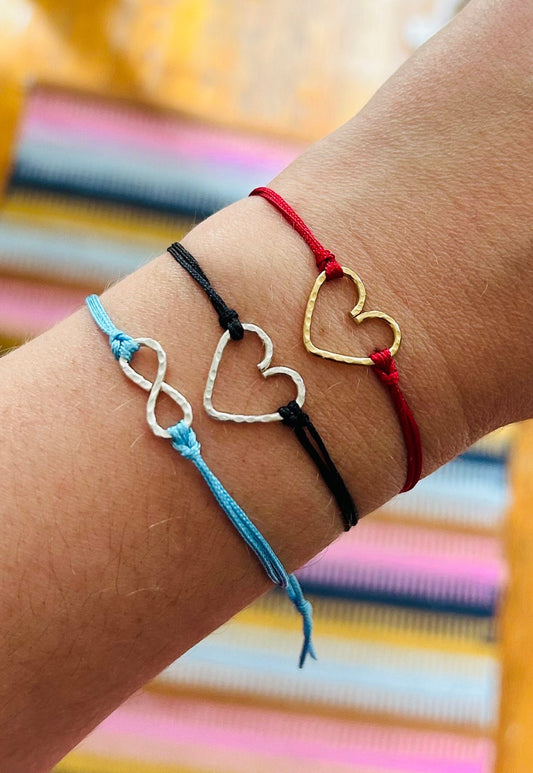 Heart or Infinity Charm Colorful String Stacking Bracelet