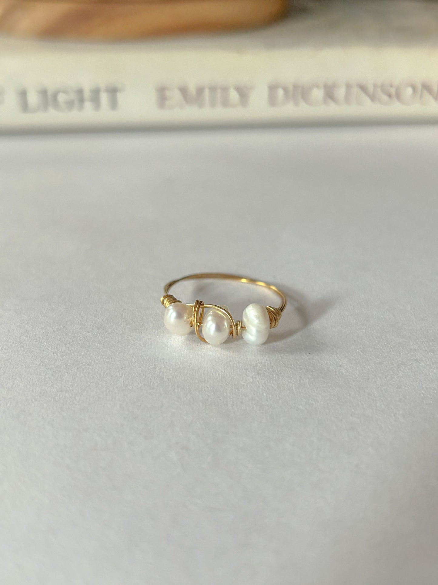 Wire Wrapped Fresh Water Pearls Dainty Ring 14k Gold Fill or Sterling Silver