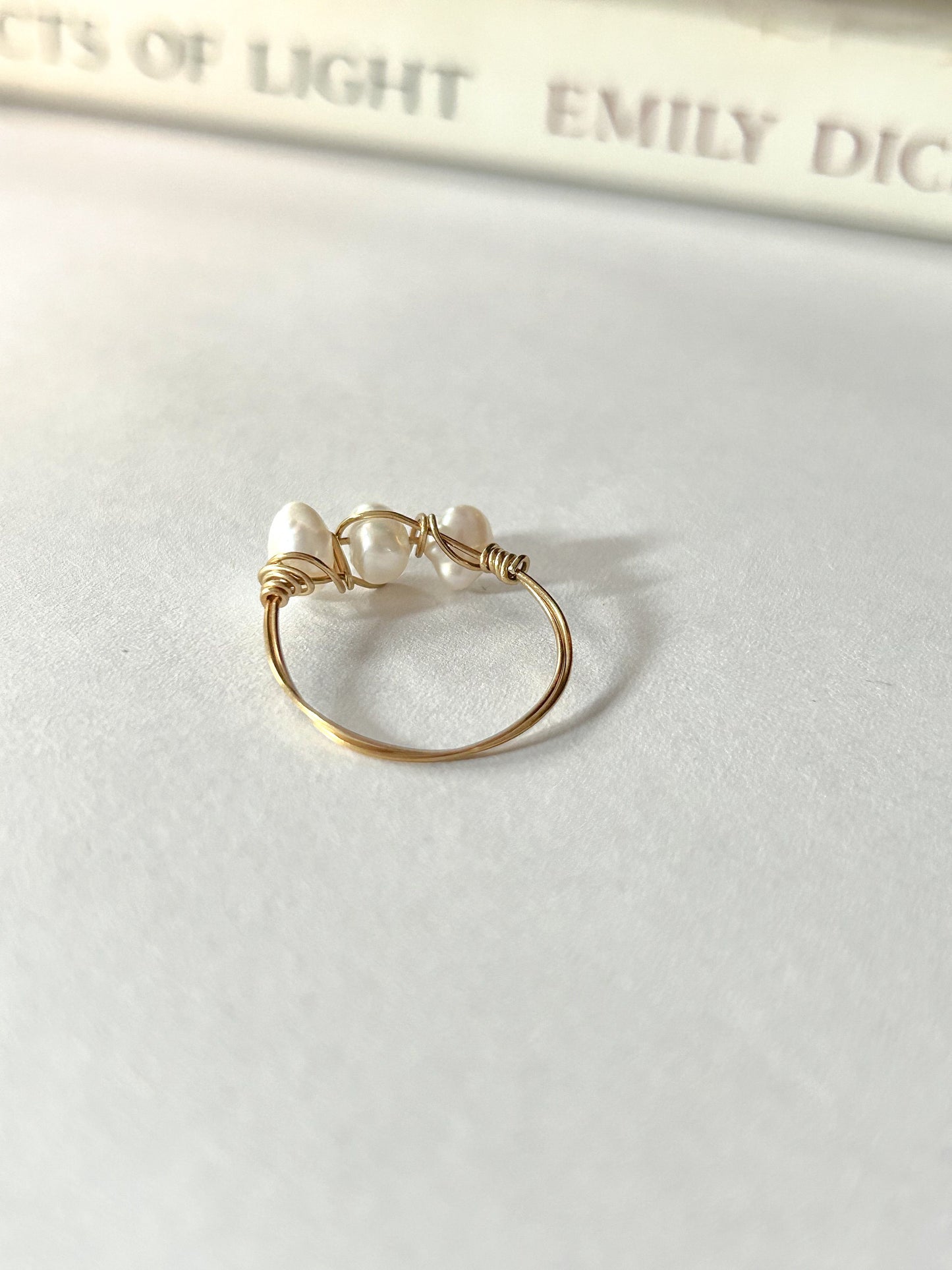 Wire Wrapped Fresh Water Pearls Dainty Ring 14k Gold Fill or Sterling Silver