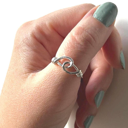 Linked Knot Ring, Sterling Silver Thick Knotted Ring