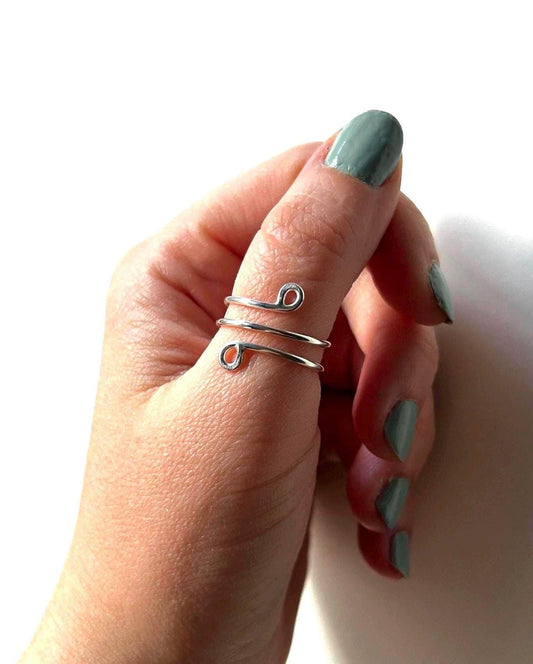 Wrap Around Adjustable Ring, Sterling Silver Drops Thumb Ring