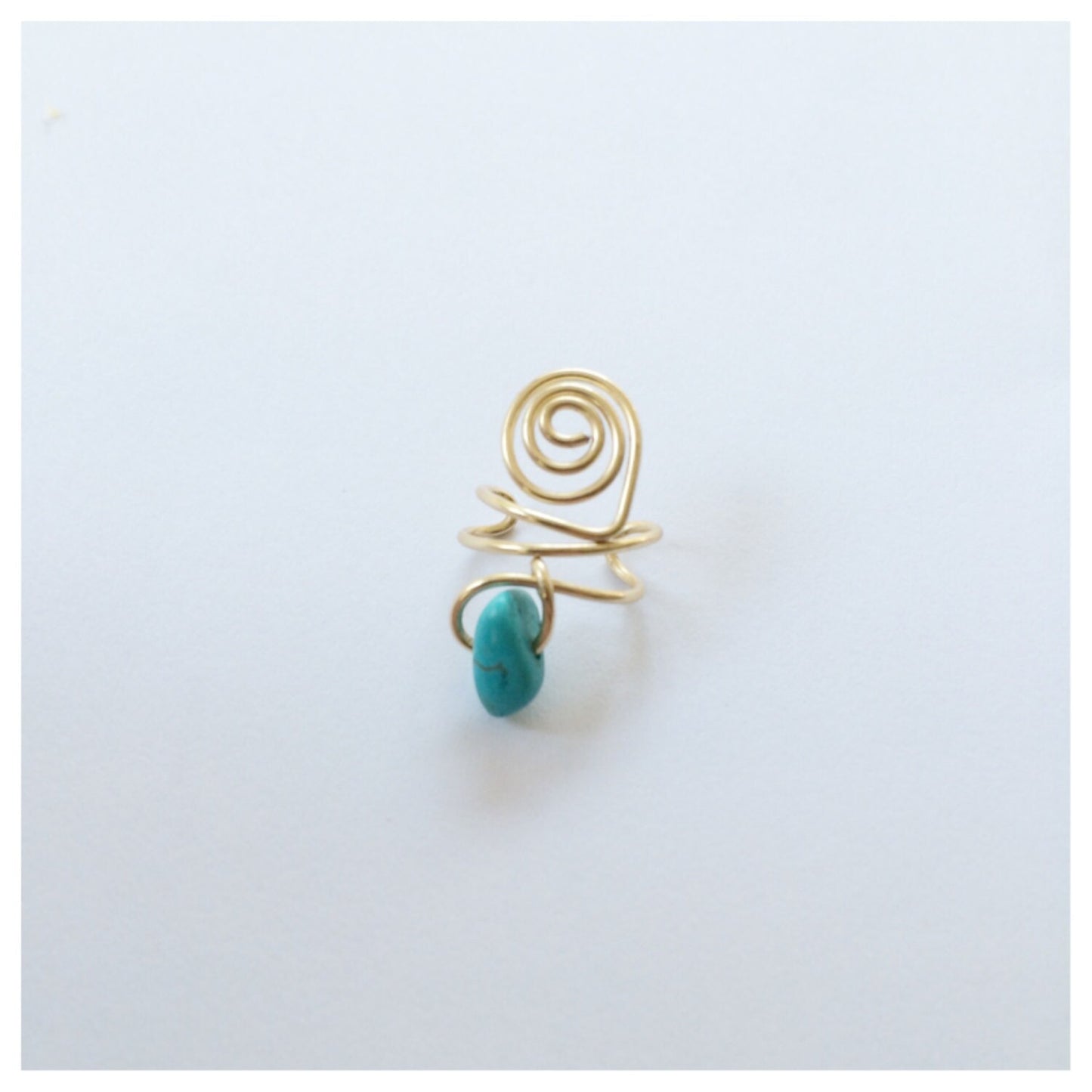 Spiral Ear Cuff with Turquoise Stone, Gold or Silver