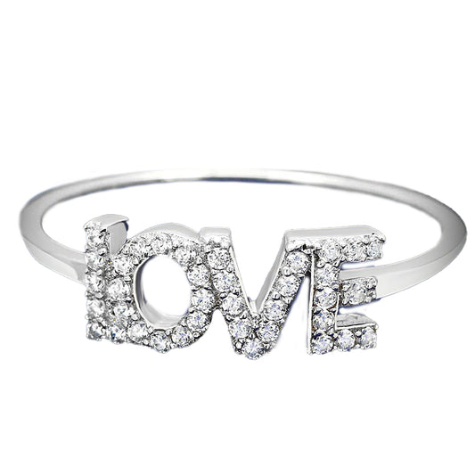 Modern Love Sterling Silver Ring with CZ Crystals