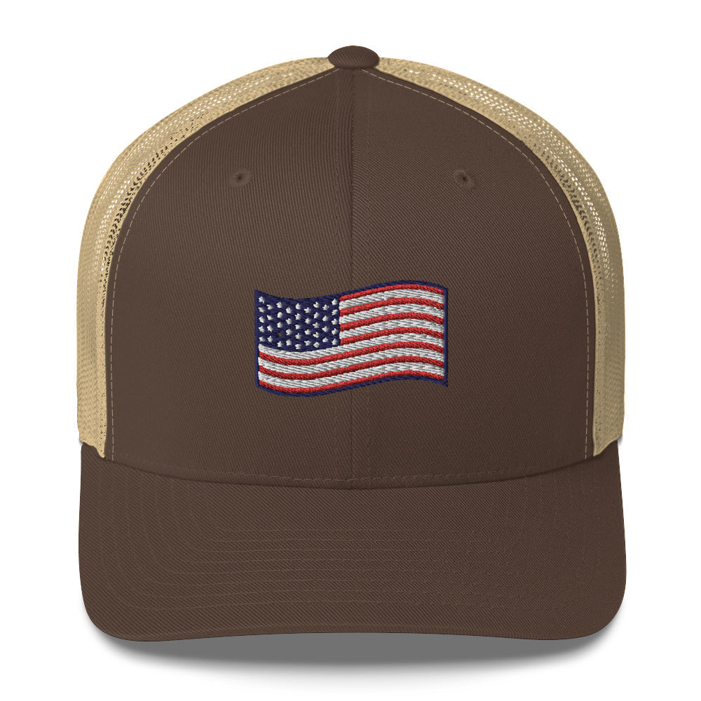 Wavy American Flag Trucker Hat