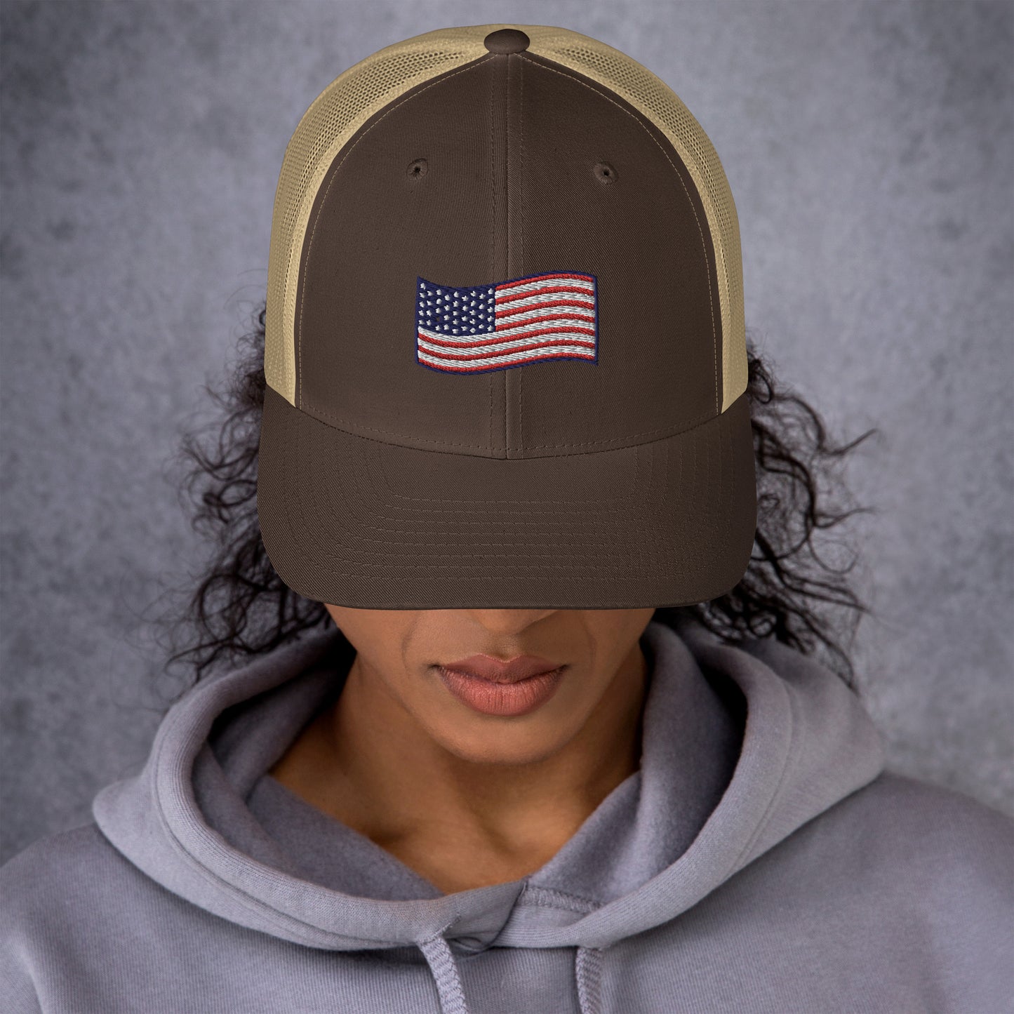 Wavy American Flag Trucker Hat