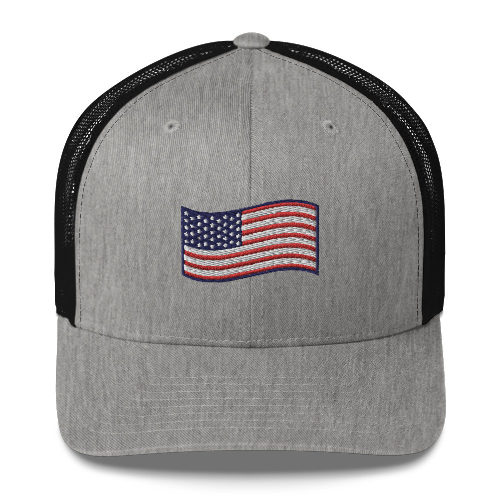 Wavy American Flag Trucker Hat