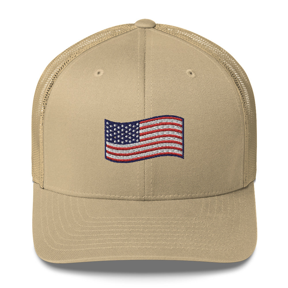 Wavy American Flag Trucker Hat