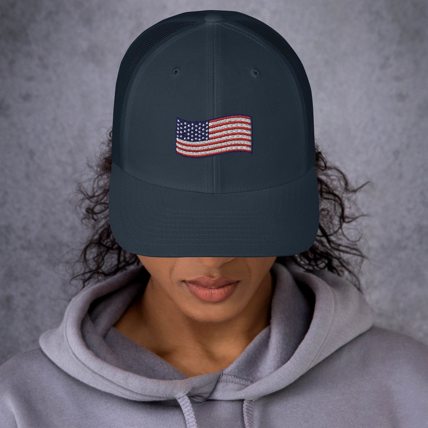 Wavy American Flag Trucker Hat