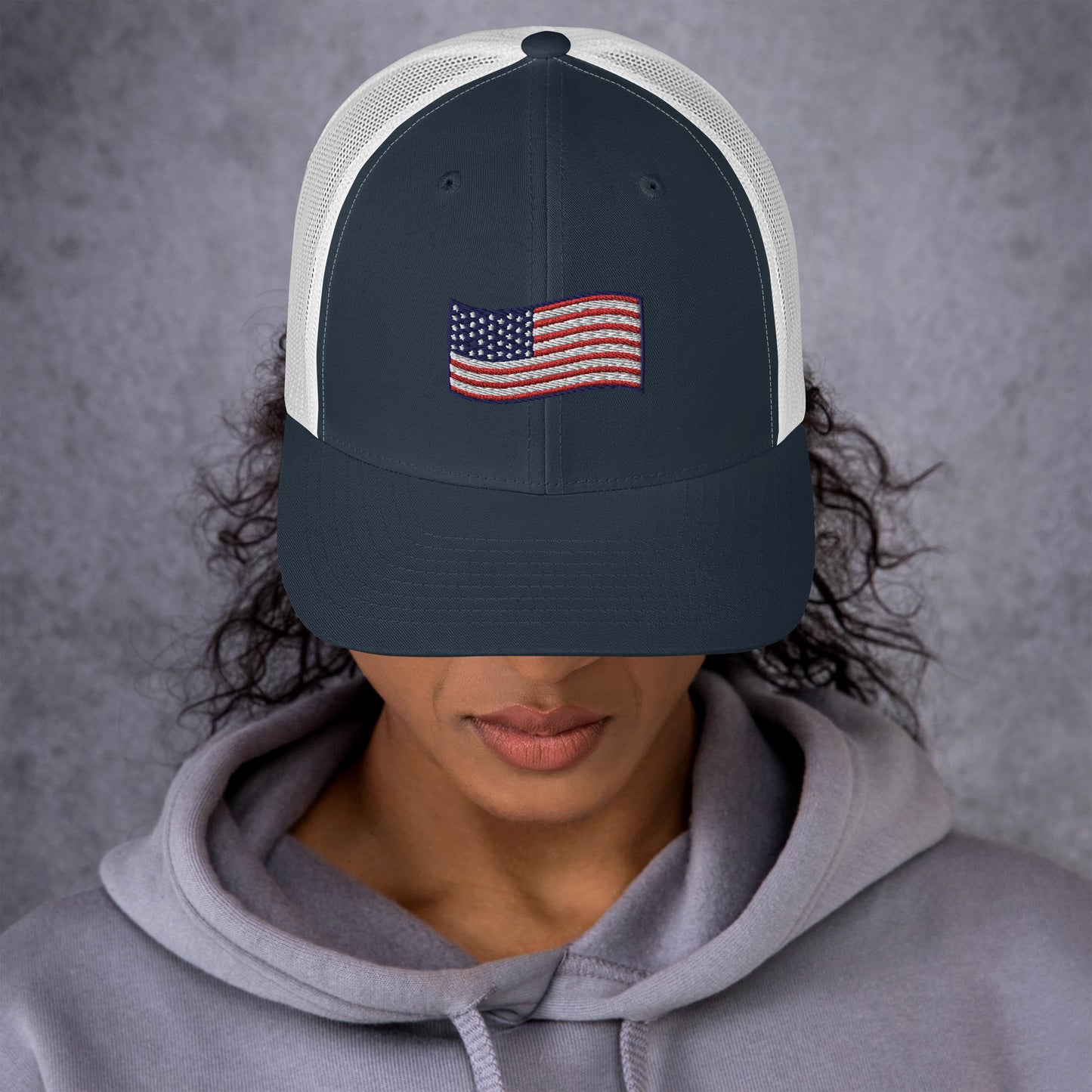 Wavy American Flag Trucker Hat