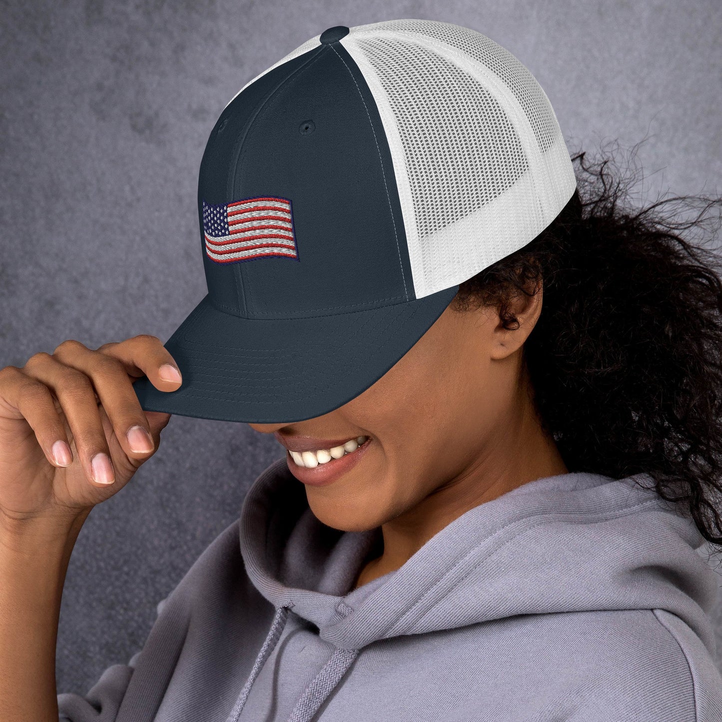 Wavy American Flag Trucker Hat