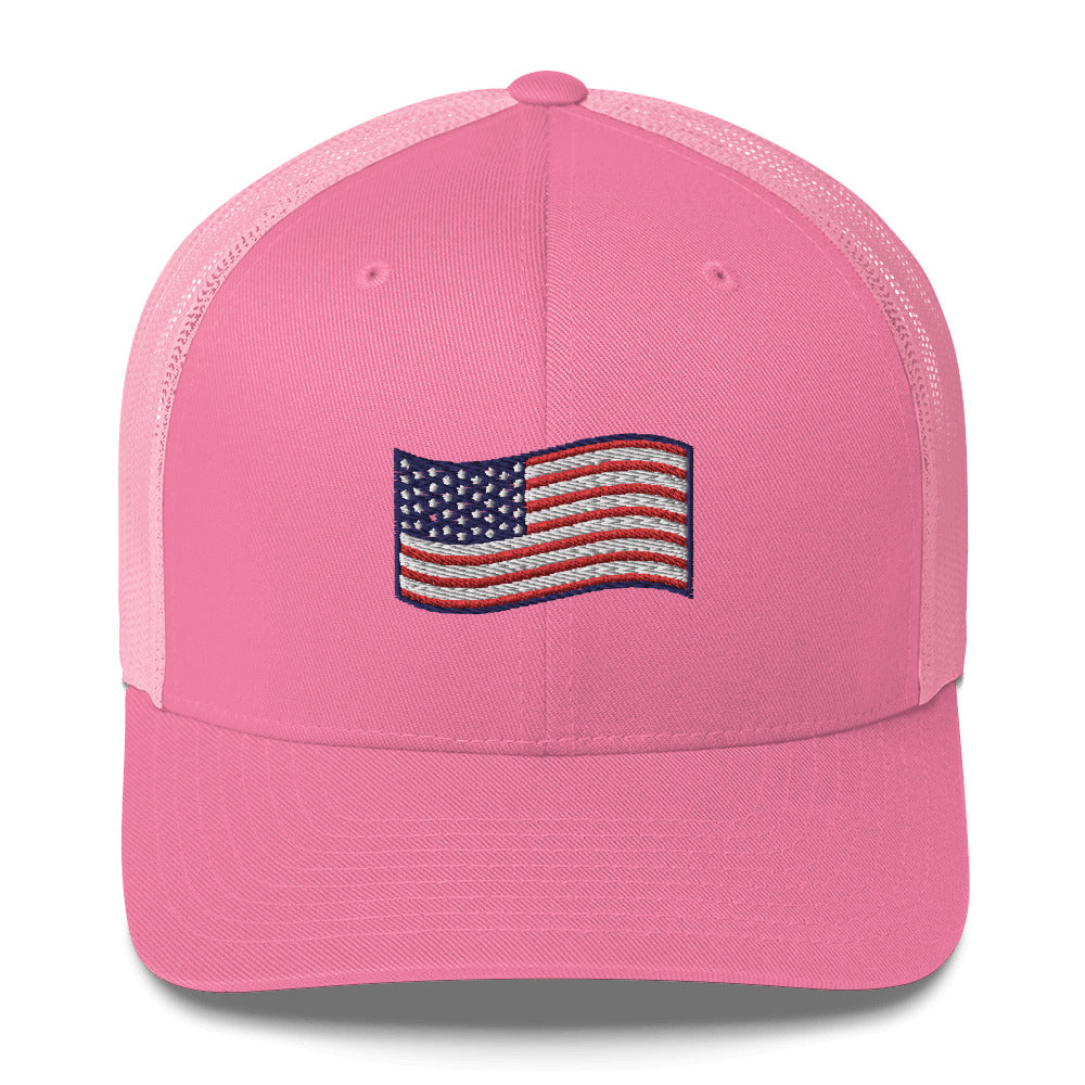 Wavy American Flag Trucker Hat