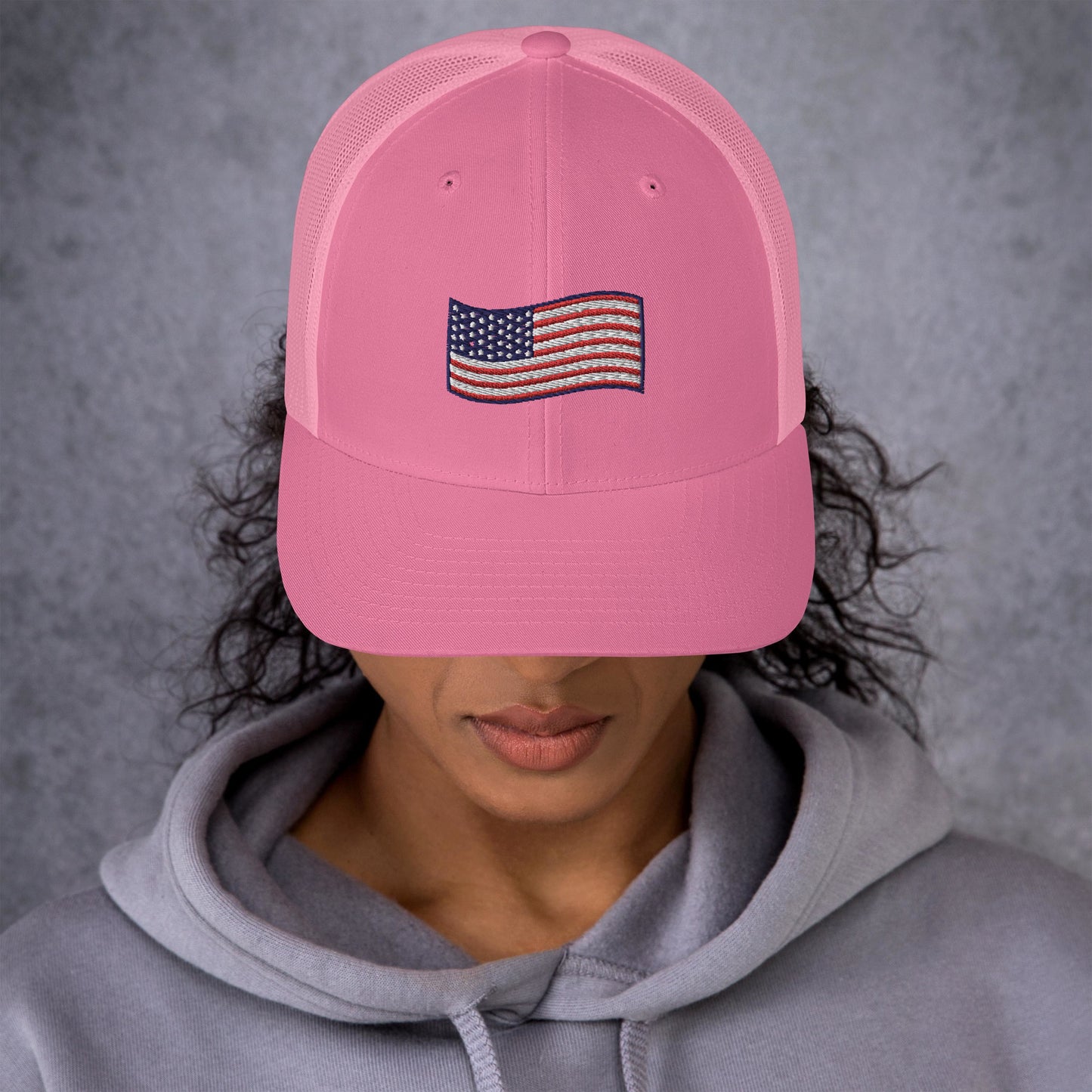 Wavy American Flag Trucker Hat