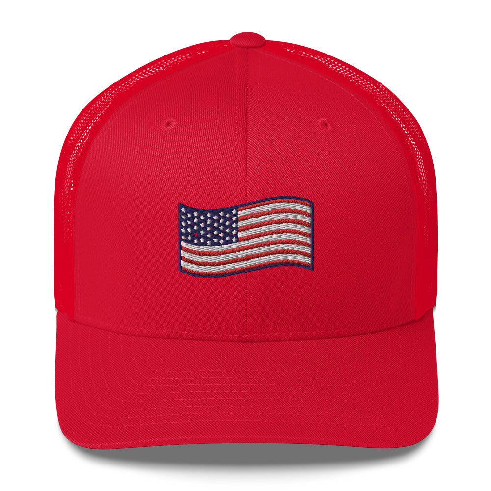 Wavy American Flag Trucker Hat