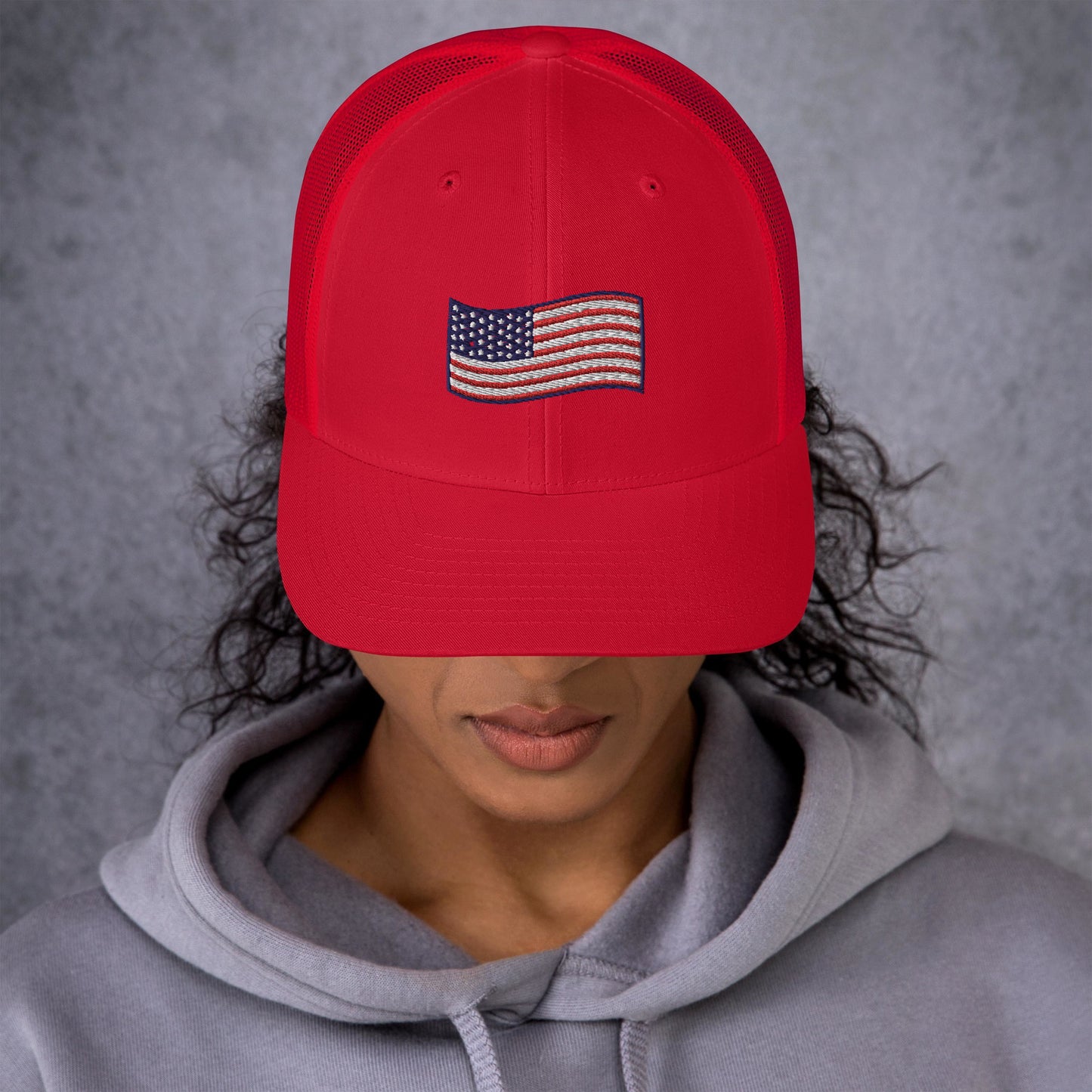 Wavy American Flag Trucker Hat