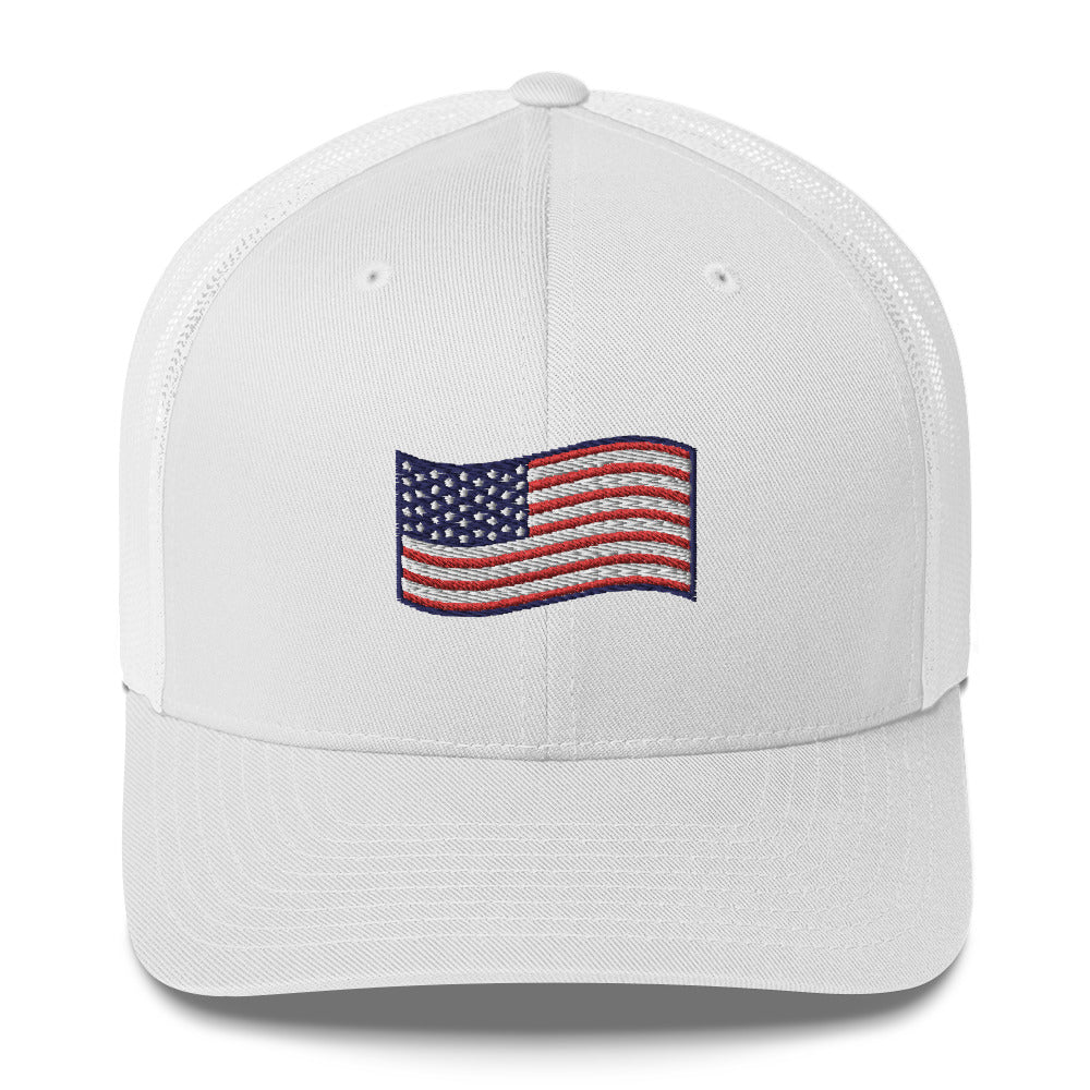 Wavy American Flag Trucker Hat