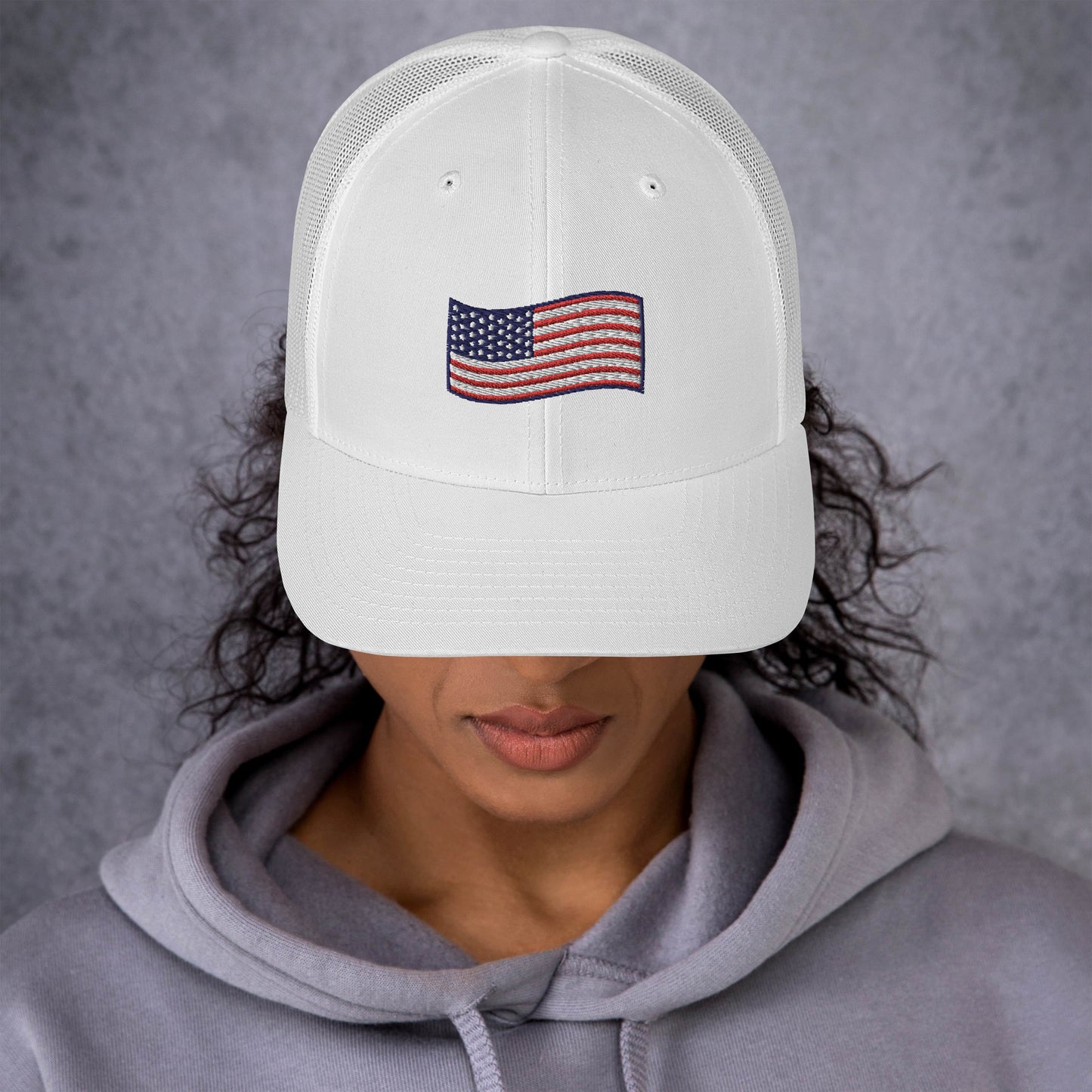 Wavy American Flag Trucker Hat