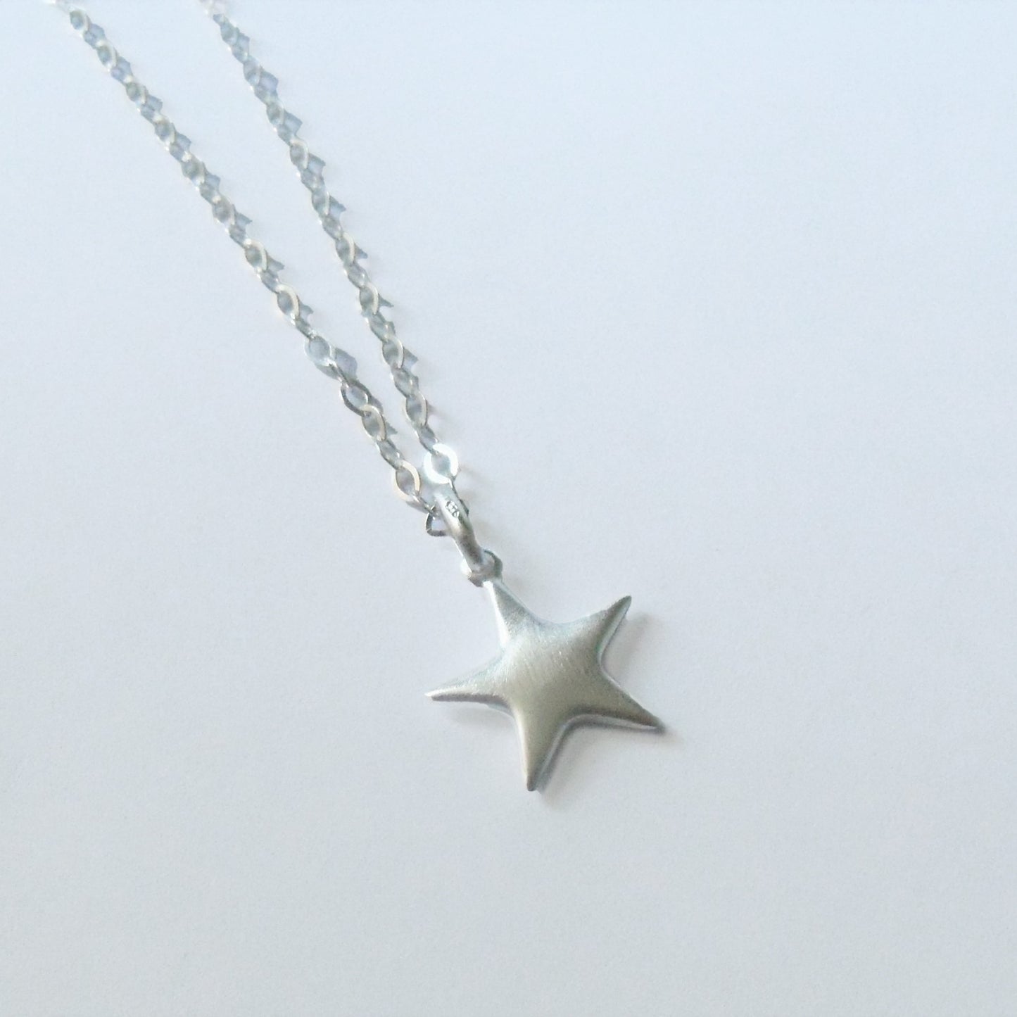 Sterling Silver Puffed Star Chain Necklace