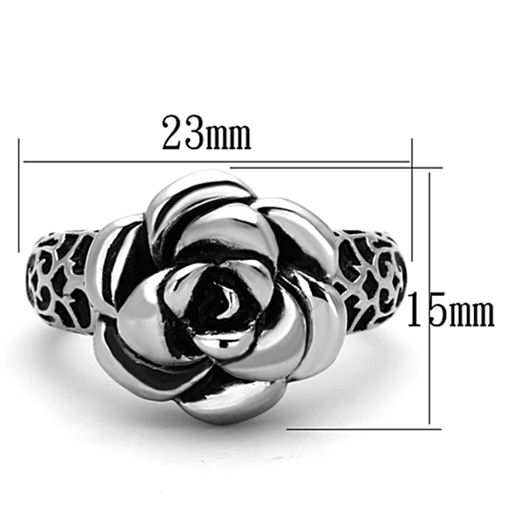 Blooming Rose High polished Stainless Steel Ring